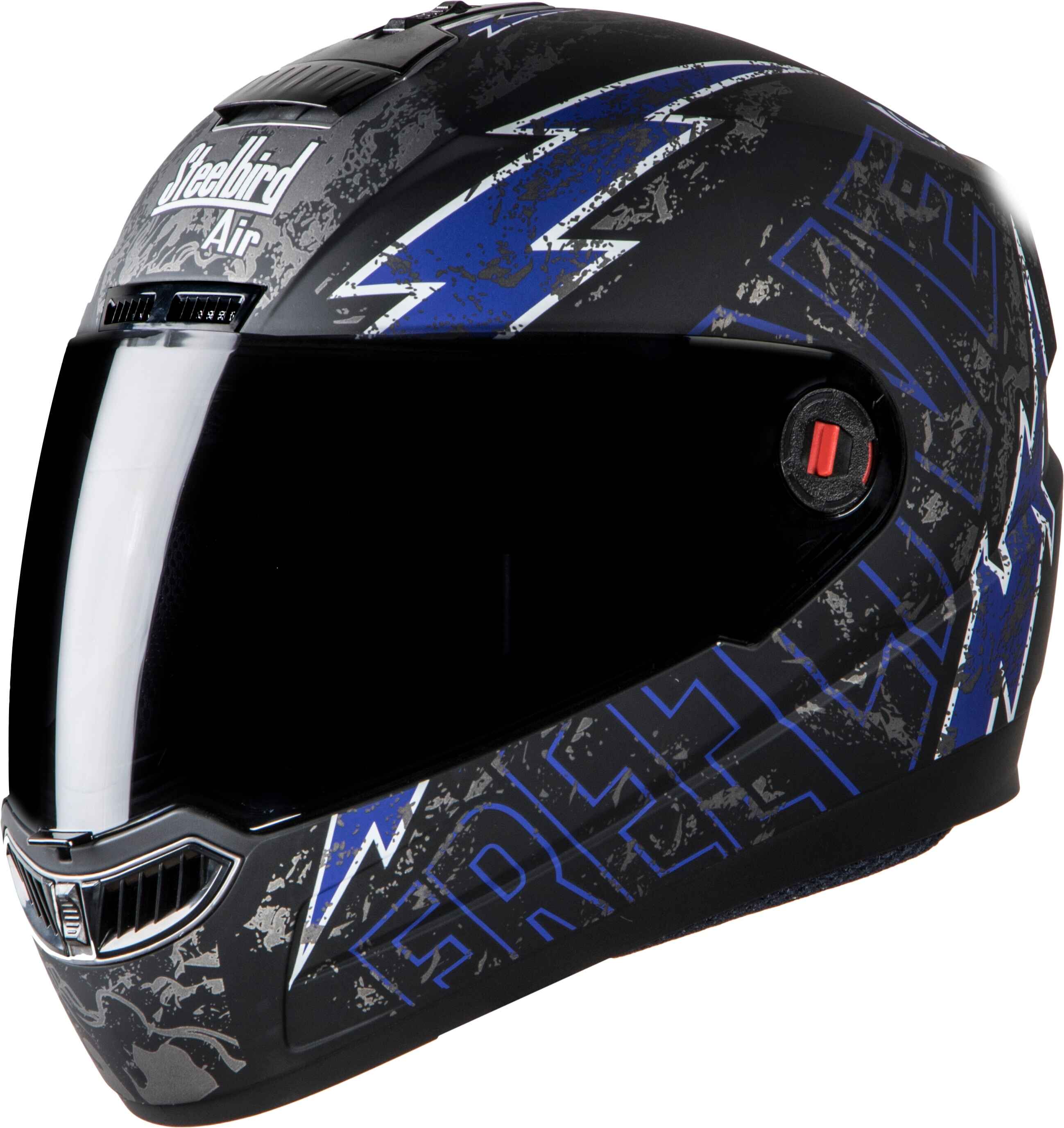 Steelbird Air Free Live Mat Black with Blue ( Fitted With Clear Visor Extra Smoke Visor Free)